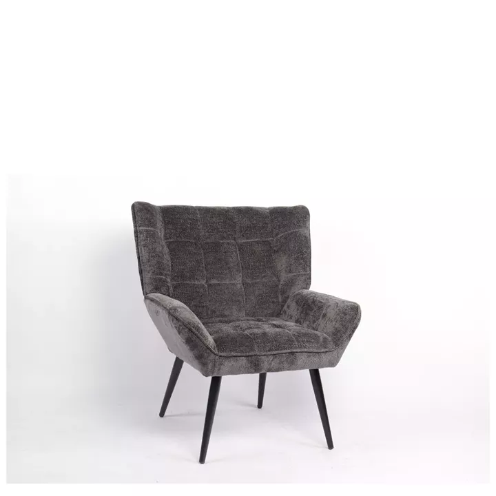 Πολυθρόνα ArteLibre TIVA Γκρι Σκούρο Ύφασμα Σενίλ/Μέταλλο 84x78x77cm