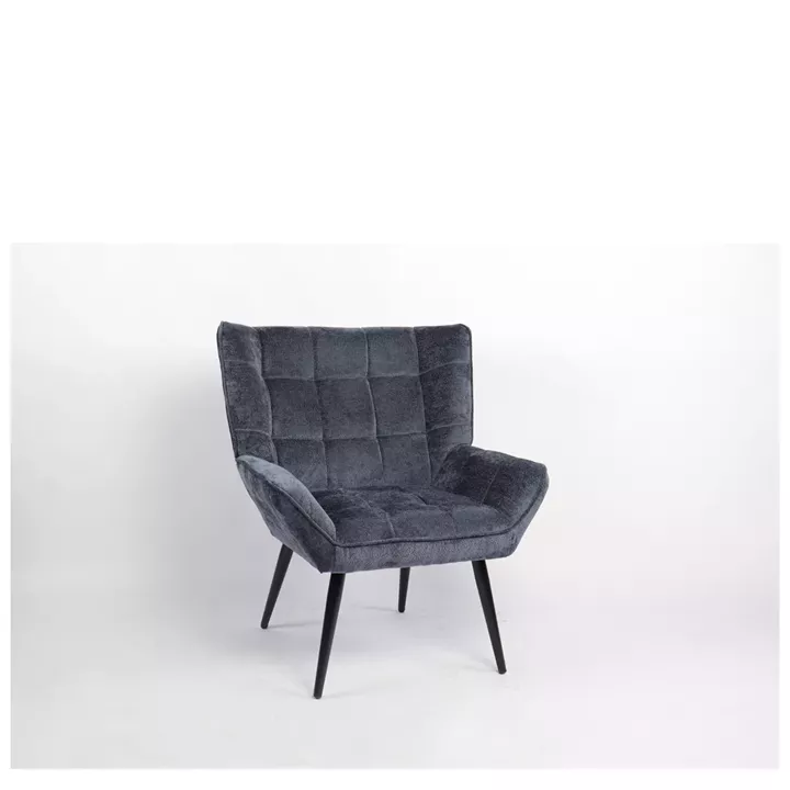 Πολυθρόνα ArteLibre TIVA Μπλε Ύφασμα Σενίλ/Μέταλλο 84x78x77cm