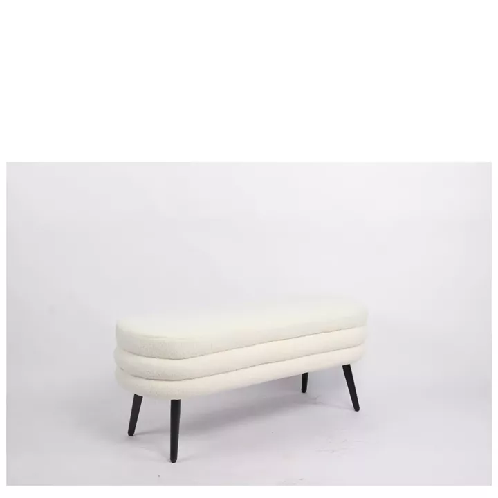 Παγκάκι Ottoman ArteLibre TONDO Λευκό Ύφασμα Teddy/Μέταλλο 42x112x44cm