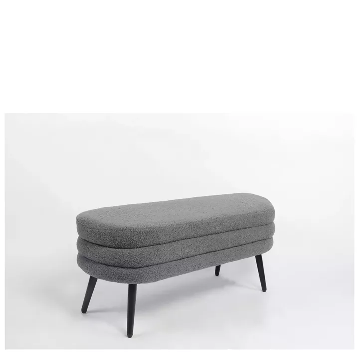 Παγκάκι Ottoman ArteLibre TONDO Γκρι Ύφασμα Teddy/Μέταλλο 42x112x44cm