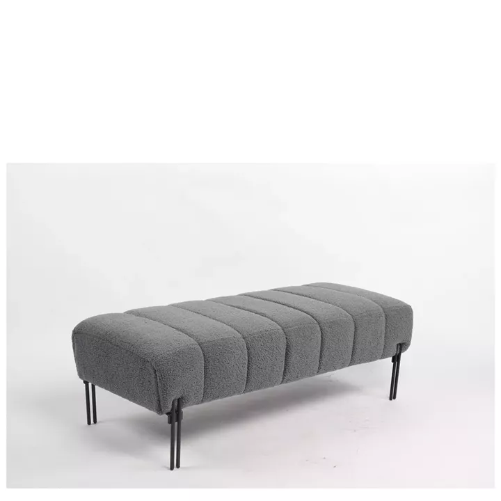 Παγκάκι Ottoman ArteLibre KUBO Γκρι Ύφασμα Teddy/Μέταλλο 40x116.5x50cm