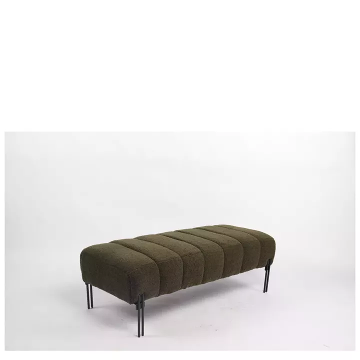 Παγκάκι Ottoman ArteLibre KUBO Πράσινο Ύφασμα Teddy/Μέταλλο 40x116.5x50cm