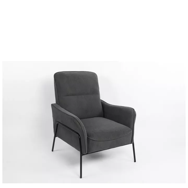 Πολυθρόνα ArteLibre ELAN Γκρι Σκούρο Ύφασμα Κοτλέ/Μέταλλο 94x77x82cm