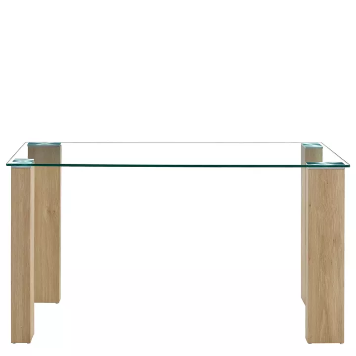 Τραπέζι Τραπεζαρίας ArteLibre ASHMOOR Φυσικό Γυαλί/Ξύλο 140x80x75cm