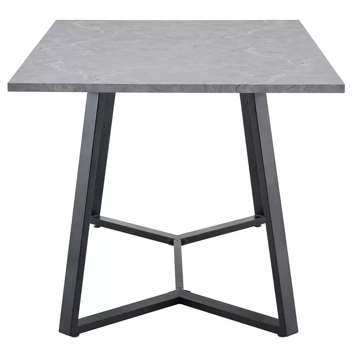 Τραπέζι Τραπεζαρίας ArteLibre DUNSMERE Γκρι Μάρμαρο/Μαύρο Μέταλλο/Μοριοσανίδα 160x90x75cm