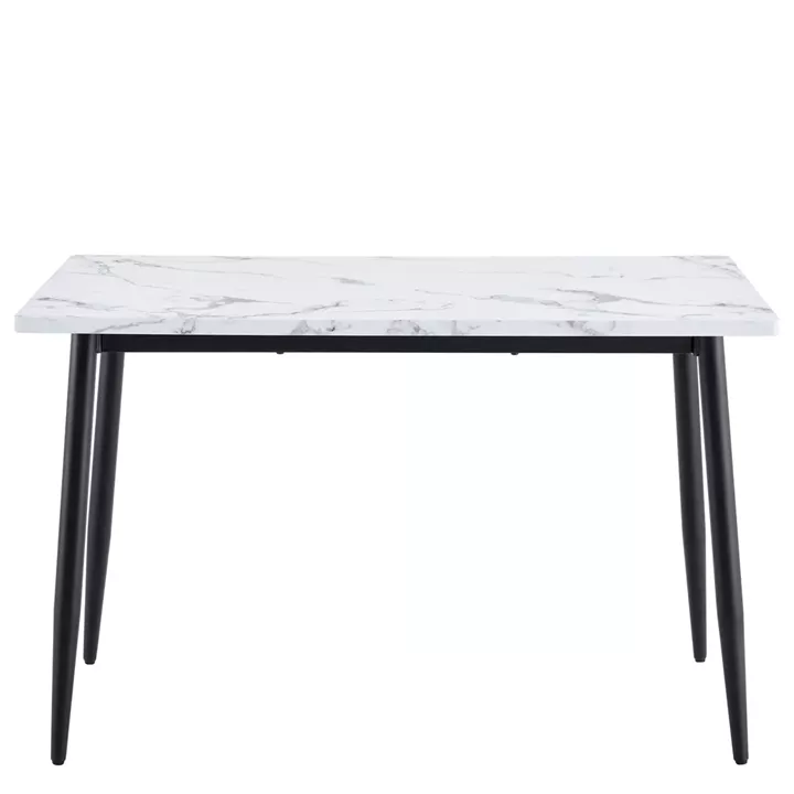 Τραπέζι Τραπεζαρίας ArteLibre IRWELL Λευκό Μάρμαρο/Μαύρο Μέταλλο/Μοριοσανίδα 120x80x75cm