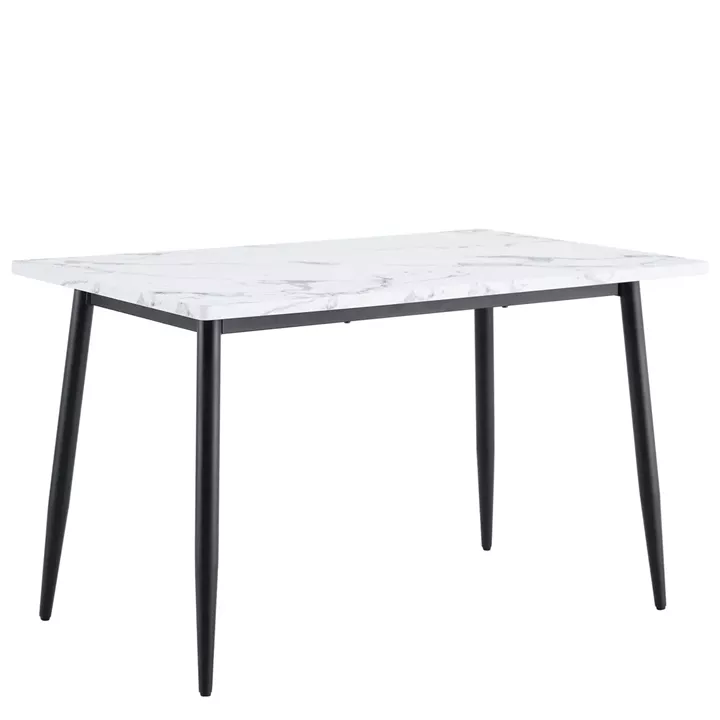 Τραπέζι Τραπεζαρίας ArteLibre IRWELL Λευκό Μάρμαρο/Μαύρο Μέταλλο/Μοριοσανίδα 120x80x75cm