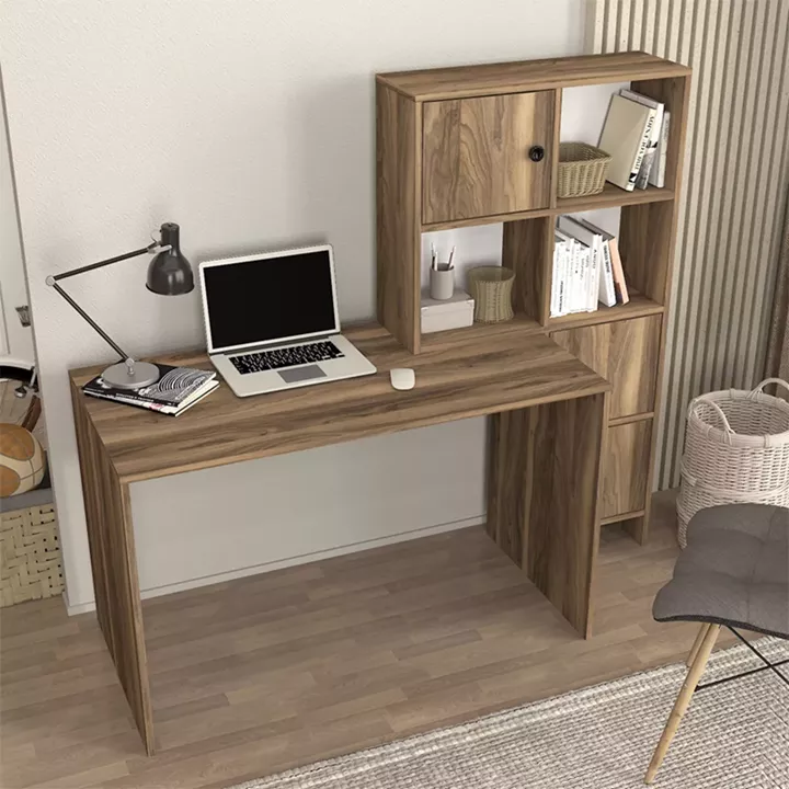 Γραφείο εργασίας Lesya Megapap αναστρέψιμο χρώμα καρυδί 159,2x59,6x141,2εκ.