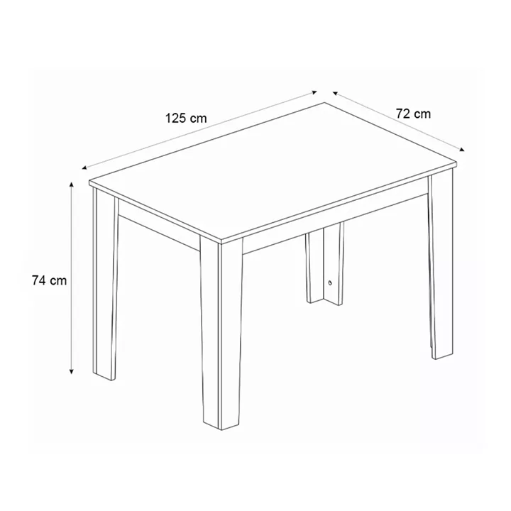 Τραπέζι Darlen Megapap χρώμα sencron black 125x72x74εκ.