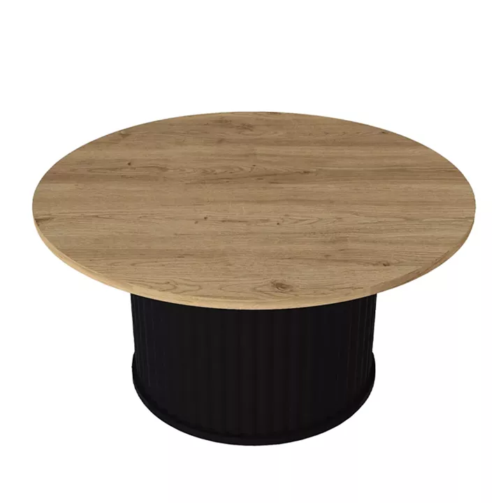 Τραπεζάκι σαλονιού Bohema Megapap χρώμα μαύρο - sepet oak Ø85x43,2εκ.