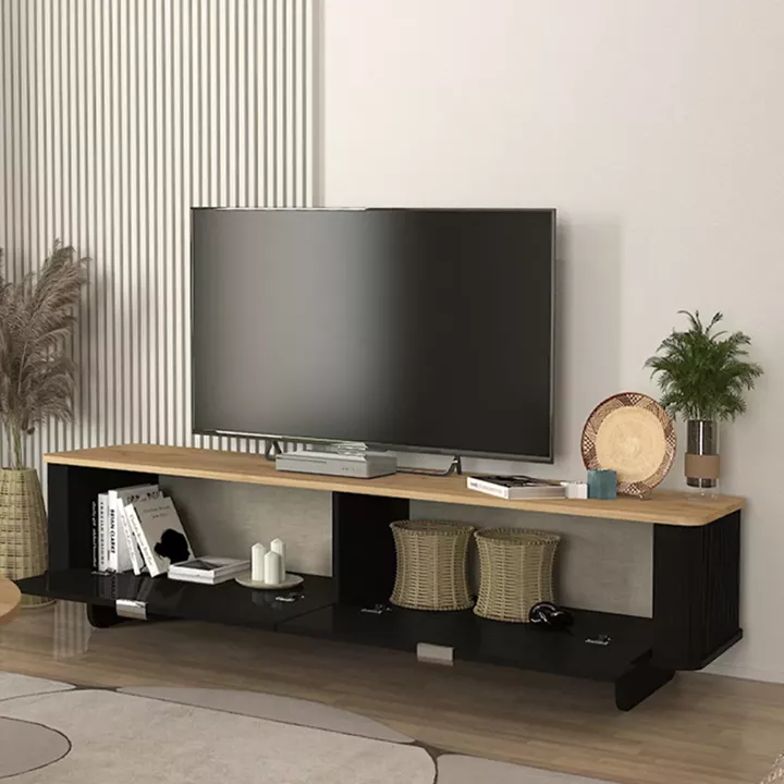 Έπιπλο τηλεόρασης Bohema Megapap χρώμα μαύρο - sepet oak 180x47x45,6εκ.