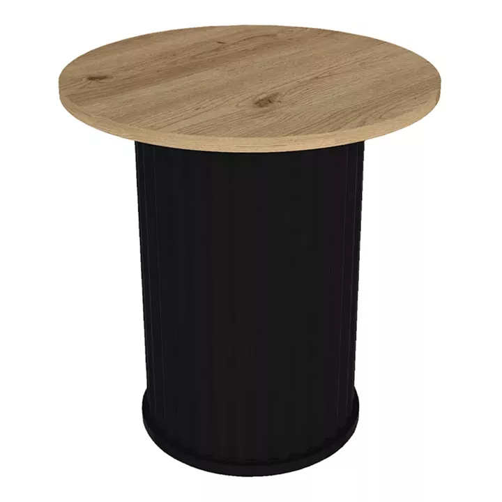 Τραπεζάκι βοηθητικό Bohema Megapap χρώμα μαύρο - sepet oak Ø50x53,2εκ.