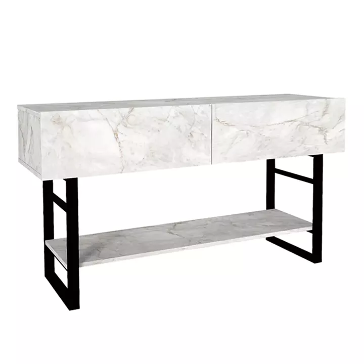 Κονσόλα Aron Megapap χρώμα λευκό εφέ μαρμάρου 138,8x41x75,7εκ.