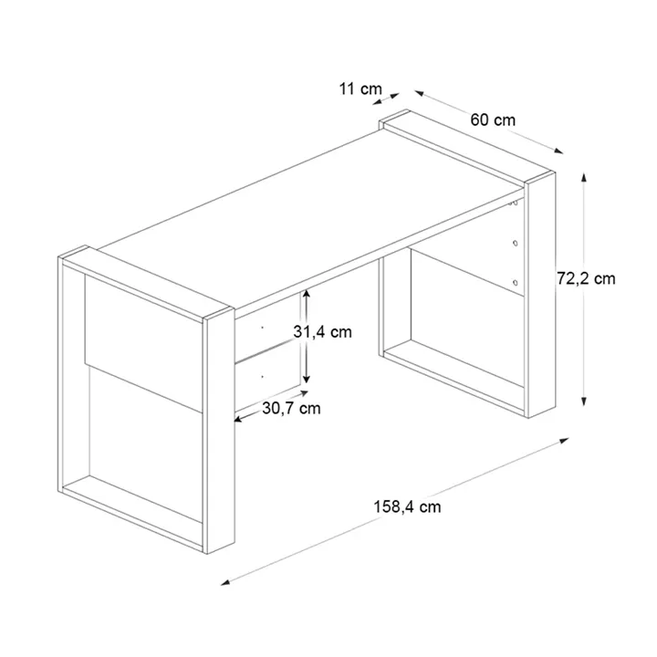 Γραφείο εργασίας Fernando Megapap χρώμα ανθρακί - sapphire oak 158,4x60x72,2εκ.