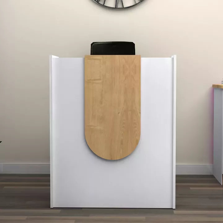 Γραφείο υποδοχής - reception Mezzo Megapap χρώμα λευκό - φυσικό οξιάς 90x40x110εκ.