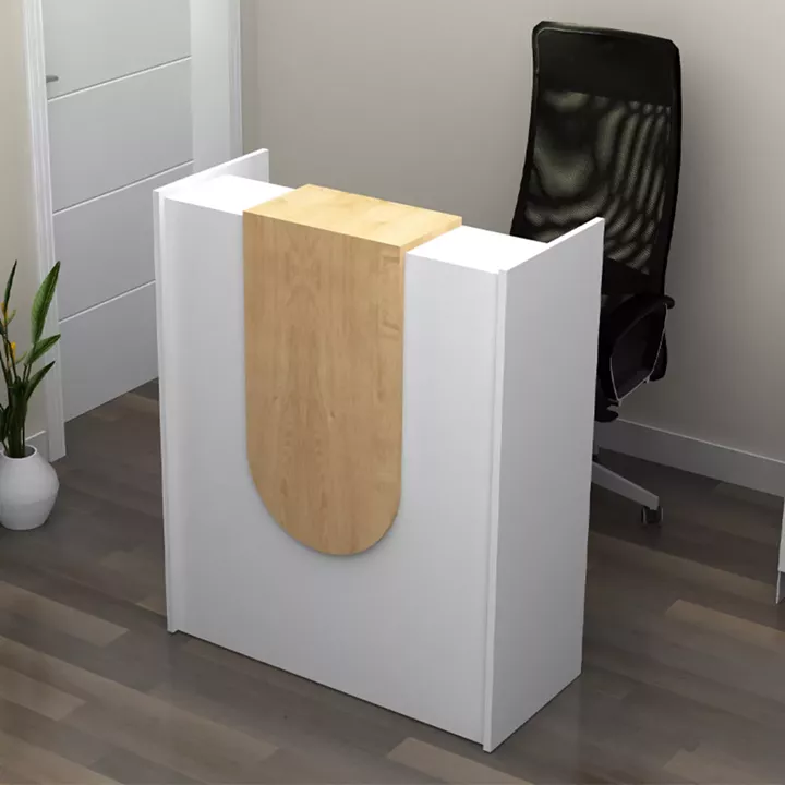 Γραφείο υποδοχής - reception Mezzo Megapap χρώμα λευκό - φυσικό οξιάς 90x40x110εκ.