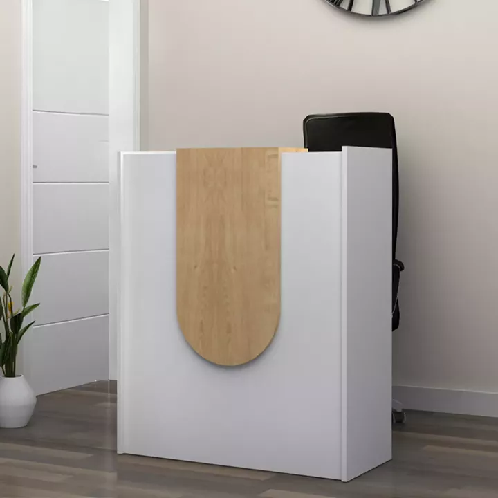 Γραφείο υποδοχής - reception Mezzo Megapap χρώμα λευκό - φυσικό οξιάς 90x40x110εκ.