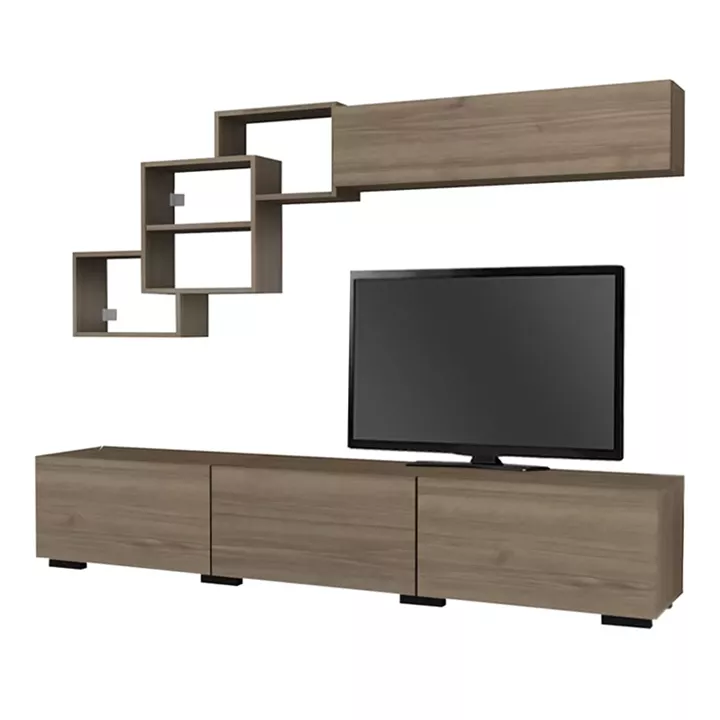 Σύνθεση τηλεόρασης Free Megapap χρώμα καρυδί 210x35x38εκ.