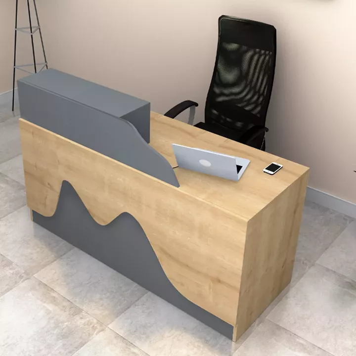 Γραφείο υποδοχής - reception Lione Megapap χρώμα φυσικό οξιάς - ανθρακί 160x60x100εκ.