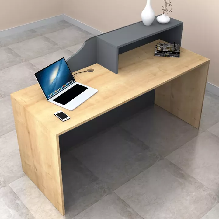 Γραφείο υποδοχής - reception Lione Megapap χρώμα φυσικό οξιάς - ανθρακί 160x60x100εκ.