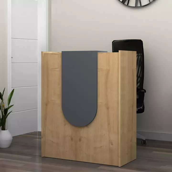 Γραφείο υποδοχής - reception Mezzo Megapap χρώμα φυσικό οξιάς - ανθρακί 90x40x110εκ.