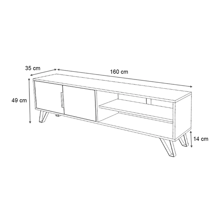 Έπιπλο τηλεόρασης Foot Megapap χρώμα καρυδί 160x35x49εκ.
