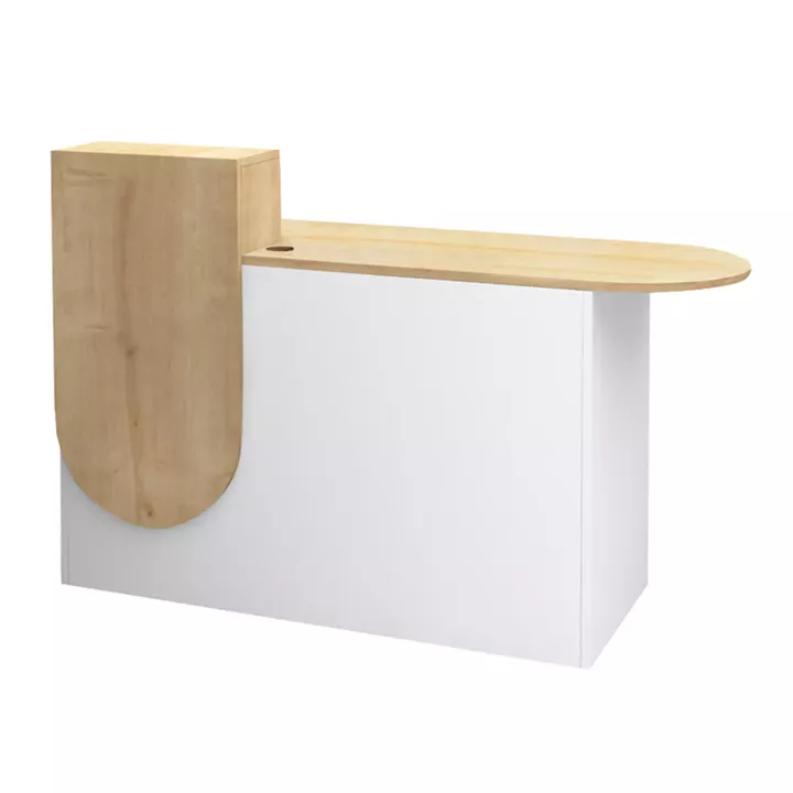 Γραφείο υποδοχής - reception Rezio Megapap χρώμα λευκό - φυσικό οξιάς 140x50x101,8εκ.