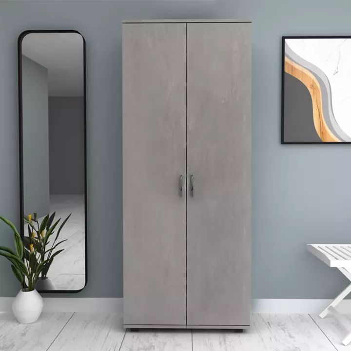 Ντουλάπα ρούχων - παπουτσοθήκη Eric Megapap δίφυλλη χρώμα γκρι σκυροδέματος 76x36x187εκ.