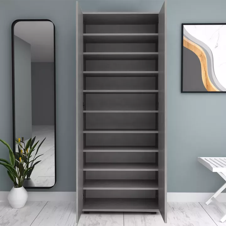 Ντουλάπα ρούχων - παπουτσοθήκη Eric Megapap δίφυλλη χρώμα γκρι σκυροδέματος 76x36x187εκ.