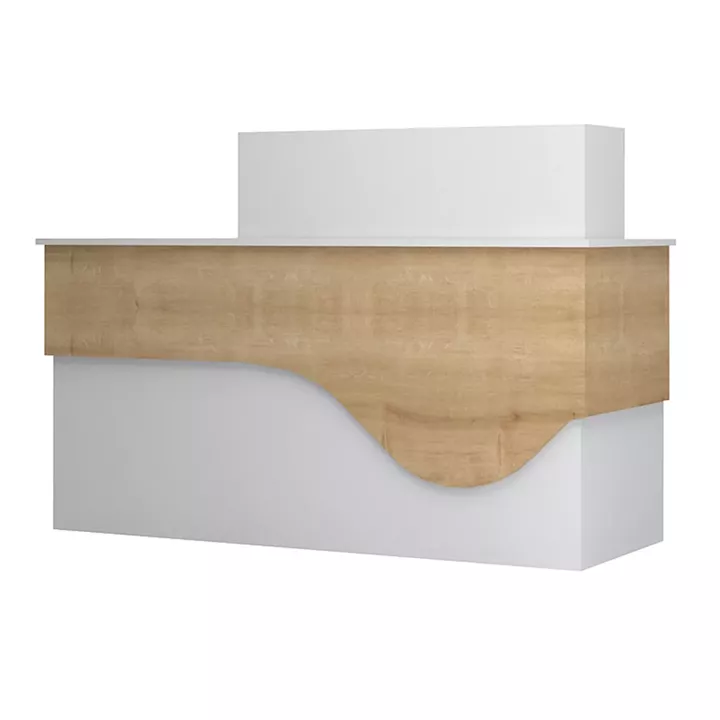 Γραφείο υποδοχής - reception Dustin Megapap χρώμα λευκό - φυσικό οξιάς 160x60x101,8εκ.