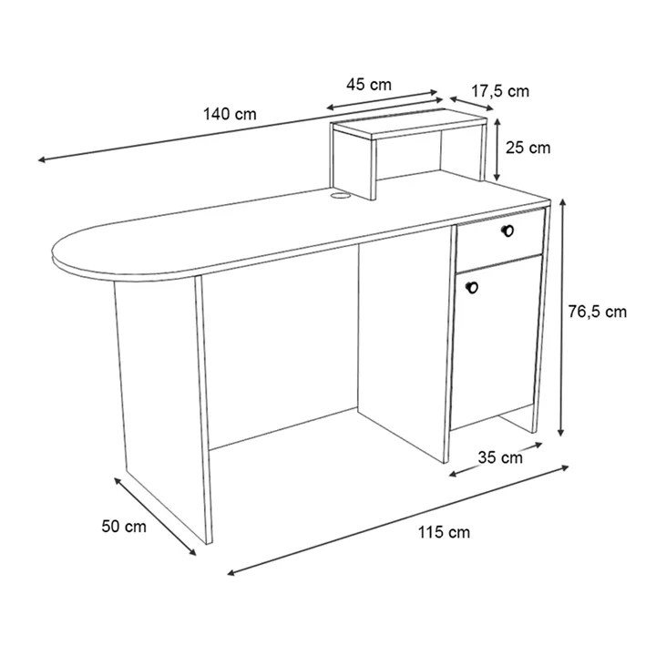 Γραφείο υποδοχής - reception Rezio Megapap χρώμα ανθρακί - φυσικό οξιάς 140x50x101,8εκ.