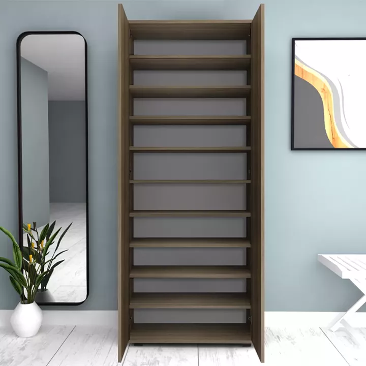 Ντουλάπα ρούχων - παπουτσοθήκη Eric Megapap δίφυλλη χρώμα καρυδί 76x36x187εκ.