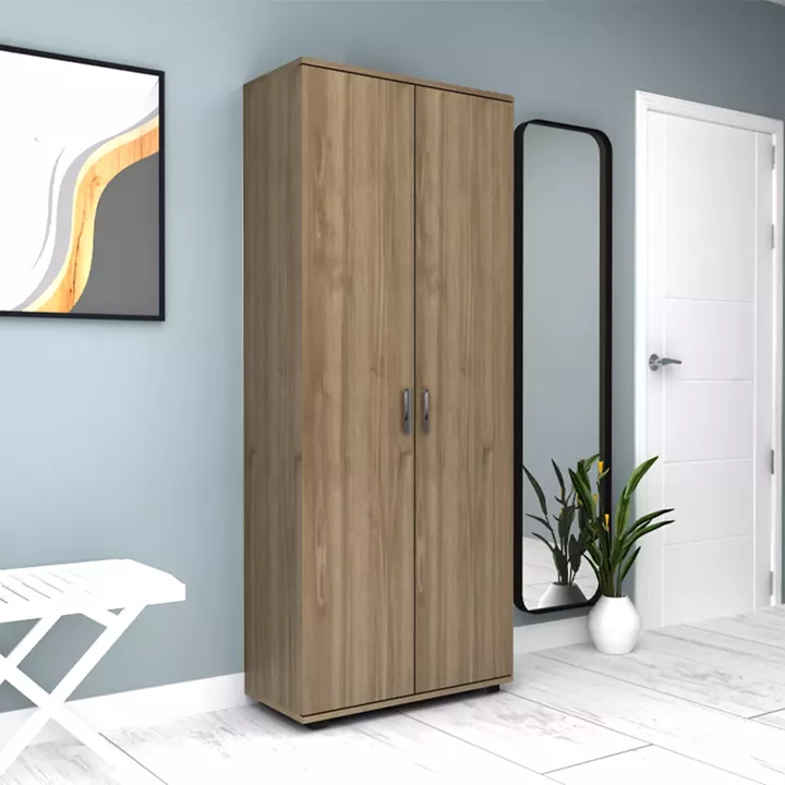 Ντουλάπα ρούχων - παπουτσοθήκη Eric Megapap δίφυλλη χρώμα καρυδί 76x36x187εκ.