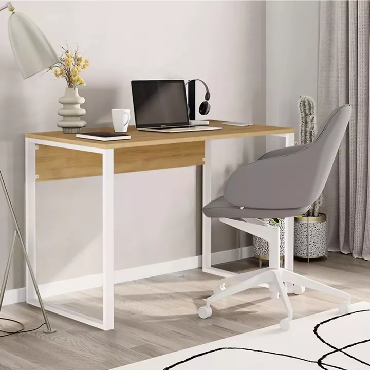 Γραφείο εργασίας Inna Megapap χρώμα sapphire oak - λευκό 100x60x75εκ.