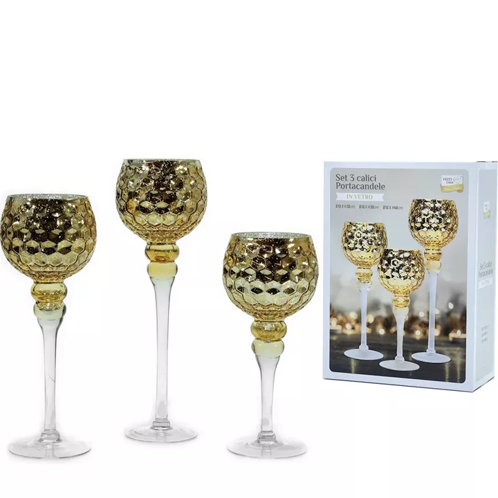 Χριστουγεννιάτικο Σετ Κηροπήγια Χρυσό 30/35/40cm