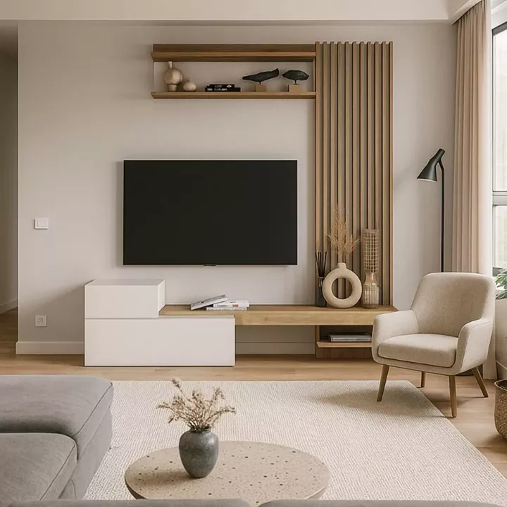 Σύνθεση τηλεόρασης Dumont Megapap χρώμα λευκό - sepet oak 180x36,8x200εκ.