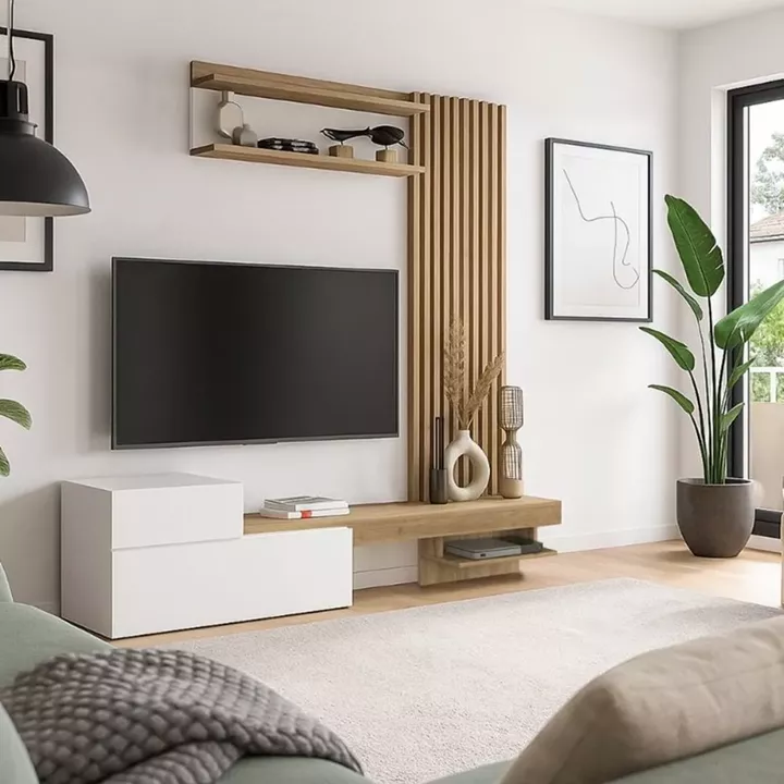 Σύνθεση τηλεόρασης Dumont Megapap χρώμα λευκό - sepet oak 180x36,8x200εκ.