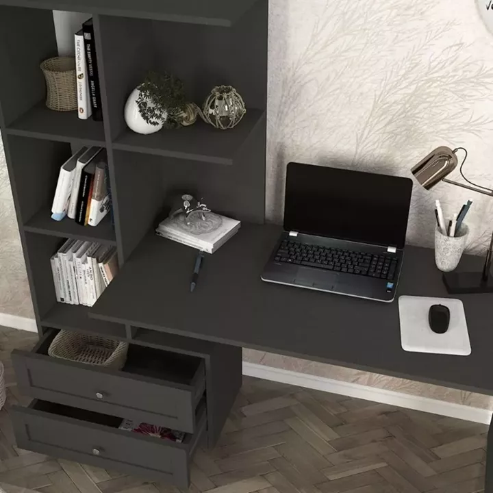 Γραφείο εργασίας Mantra Megapap χρώμα ανθρακί 150x60x152εκ.