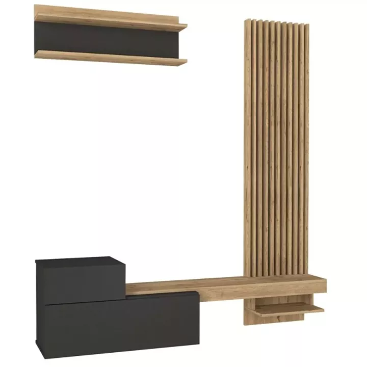 Σύνθεση τηλεόρασης Dumont Megapap χρώμα ανθρακί - sepet oak 180x36,8x200εκ.