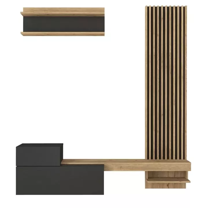 Σύνθεση τηλεόρασης Dumont Megapap χρώμα ανθρακί - sepet oak 180x36,8x200εκ.