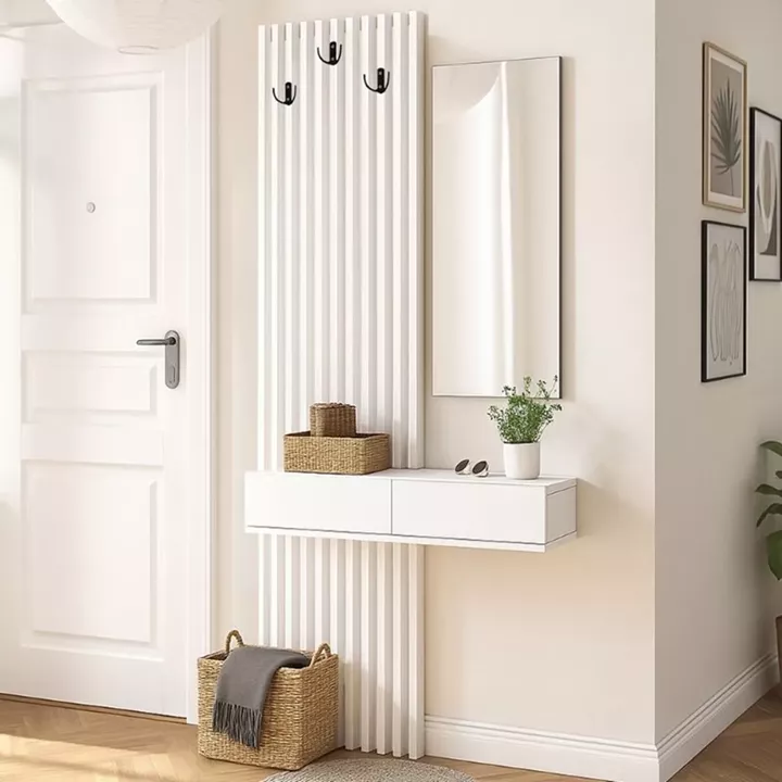 Έπιπλο εισόδου Elois Megapap χρώμα λευκό 96,6x26,8x195,5εκ.