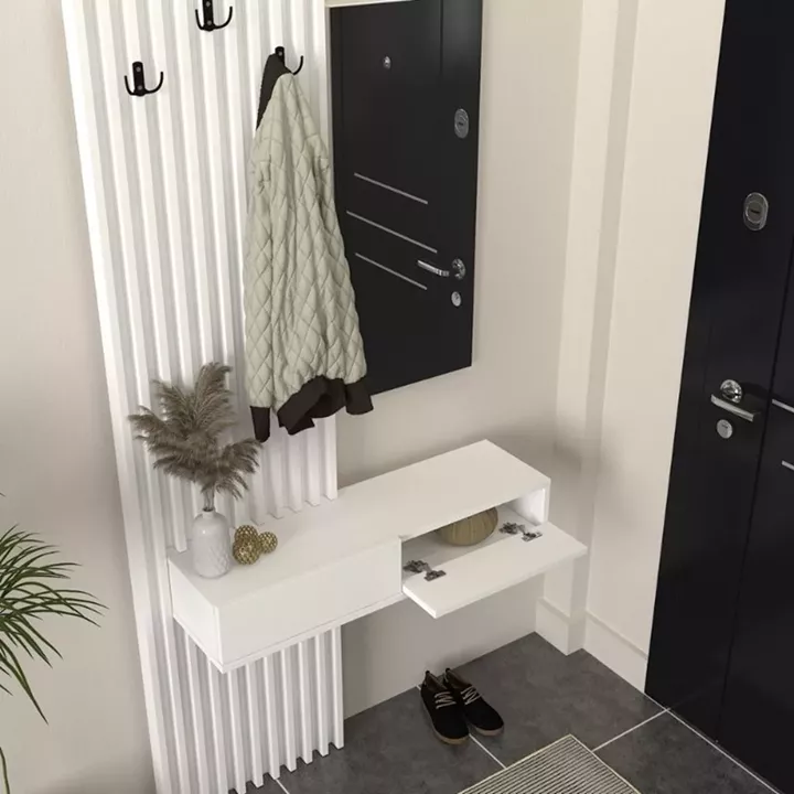 Έπιπλο εισόδου Elois Megapap χρώμα λευκό 96,6x26,8x195,5εκ.