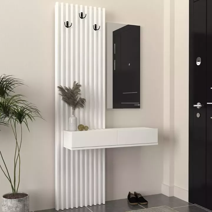 Έπιπλο εισόδου Elois Megapap χρώμα λευκό 96,6x26,8x195,5εκ.