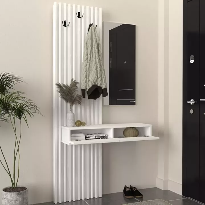 Έπιπλο εισόδου Elois Megapap χρώμα λευκό 96,6x26,8x195,5εκ.