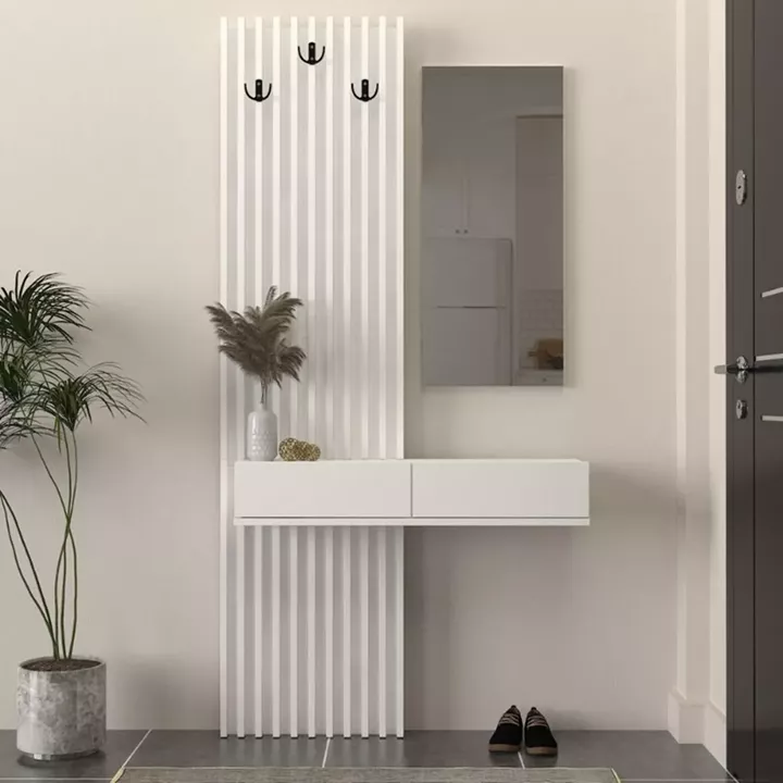 Έπιπλο εισόδου Elois Megapap χρώμα λευκό 96,6x26,8x195,5εκ.