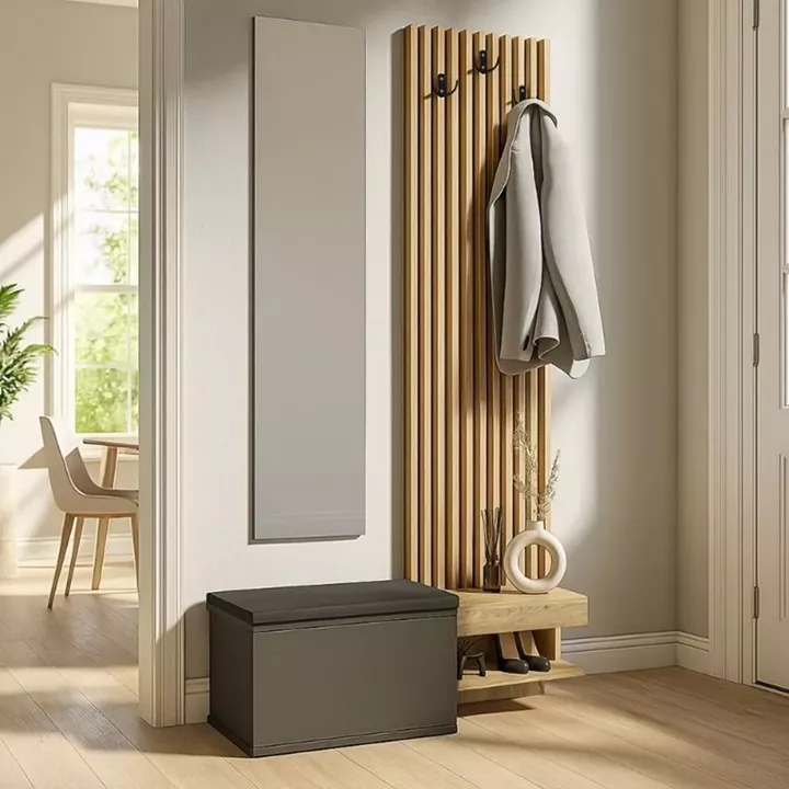 Έπιπλο εισόδου Dumont Megapap χρώμα ανθρακί - sepet oak 104,8x35x198εκ.