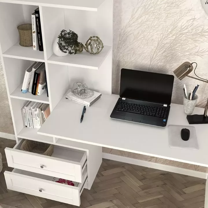 Γραφείο εργασίας Mantra Megapap χρώμα λευκό 150x60x152εκ.