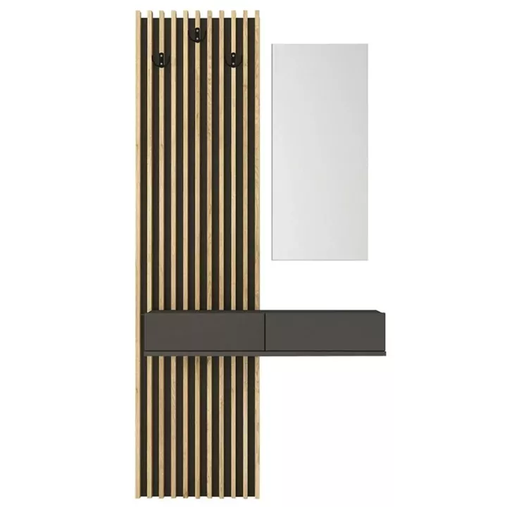 Έπιπλο εισόδου Elois Megapap χρώμα ανθρακί - sepet oak 96,6x26,8x195,5εκ.