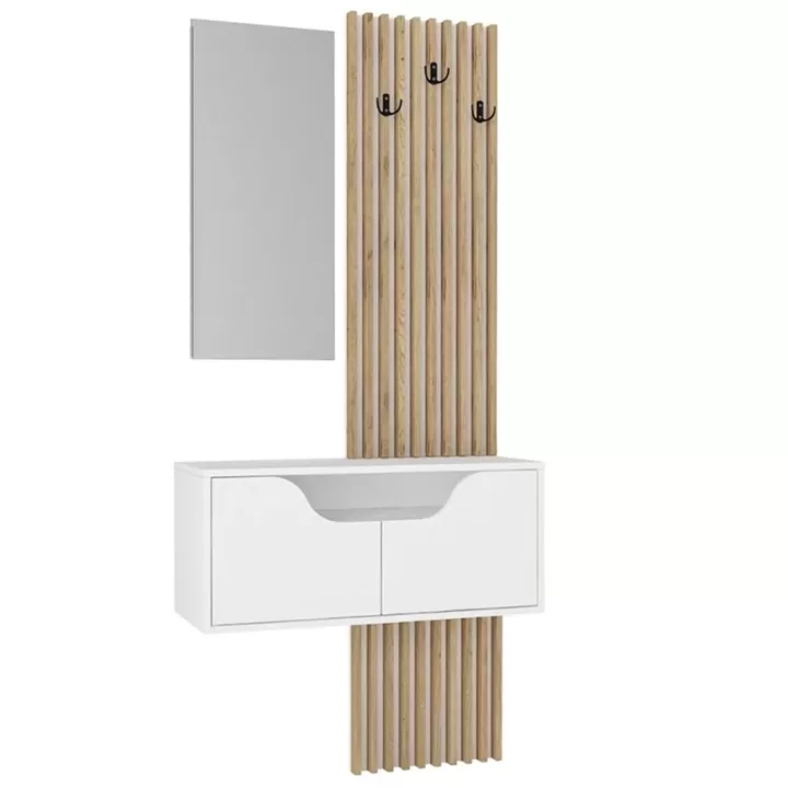 Έπιπλο εισόδου Naro Megapap χρώμα λευκό - sepet oak 90x35x204,2εκ.