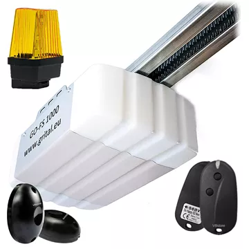 GRITAL GO-FS1200 Full Pack, μηχανισμός πόρτας οροφής 24V, 1200N, με ενσωματωμένο πίνακα, τηλεχειριστήριο RS2N 433,92MHz, φάρο LED, ενσύρματα φωτοκύτταρα